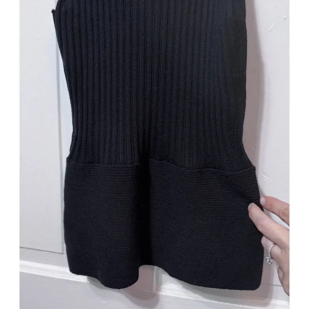 NWT Ramy Brook Black Ribbed Knit Turtleneck Tank Top Size S-M - Picture 6 of 9